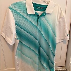 Fila Men's Teal and White Polo Shirt